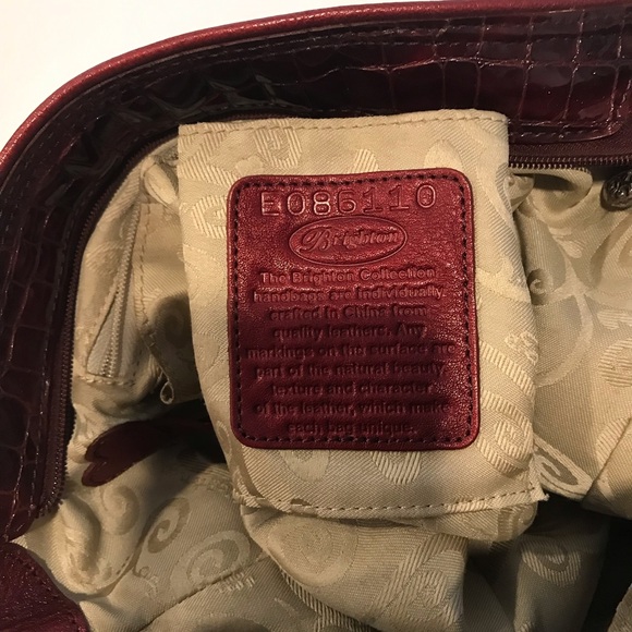 Brighton Large Cherry crocodile textured patent leather handbag bag purse - Picture 9 of 16